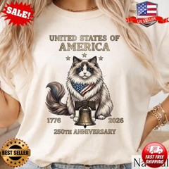 Ragdoll Cat 4th of July Tshirt ,USA 250th Anniversary Shirt, 1776 T-Shirt S-3XL