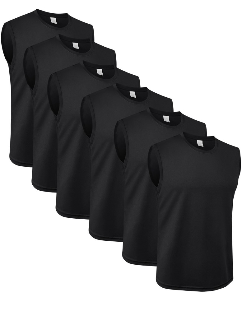 6Pack Mens Quick Dry Sleeveless Shirt Gym Workout Muscle Tee Tank Sports Outdoor