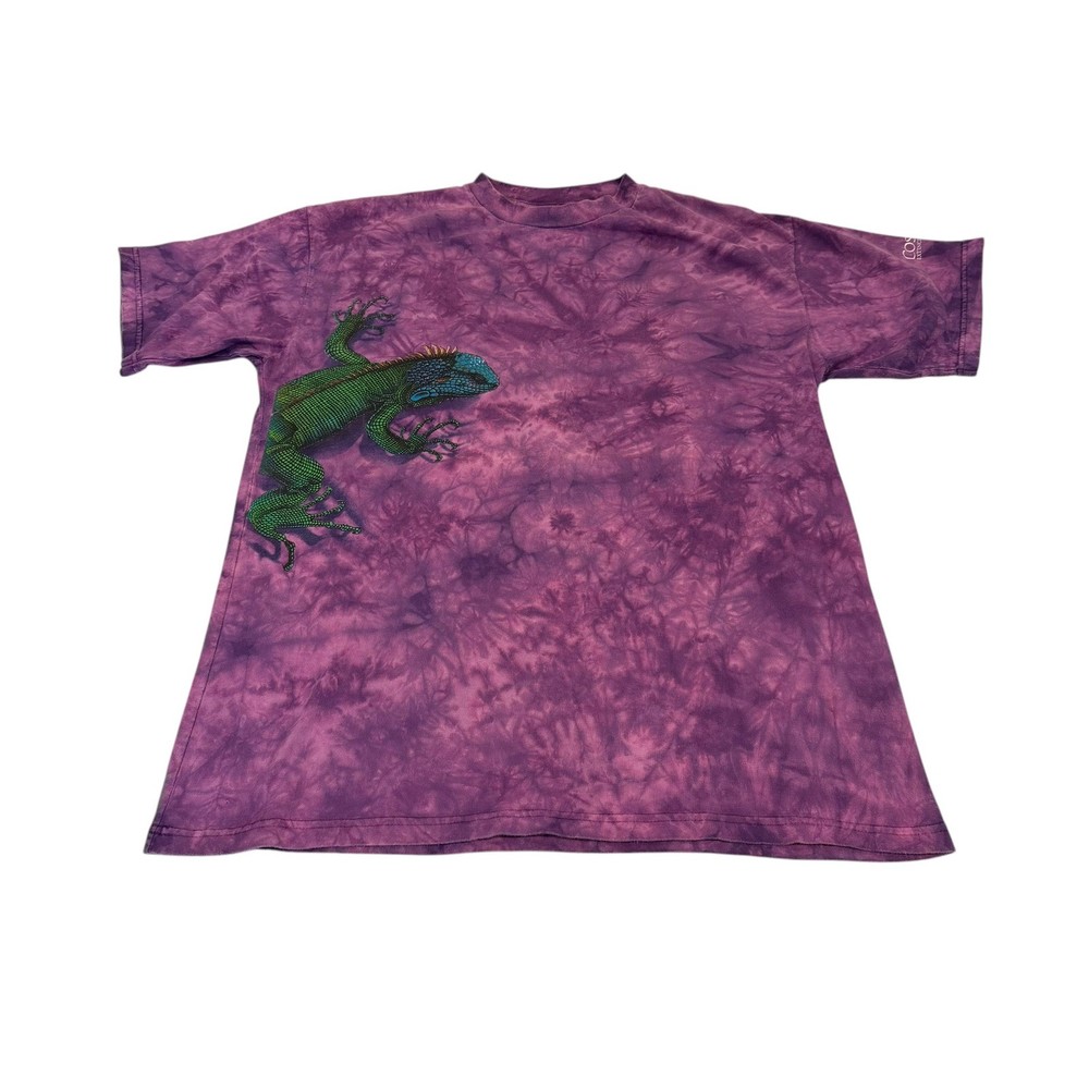Color Natural Costa Rica Iguana Tie Dye T-Shirt Mens XL Purple Green Graphic