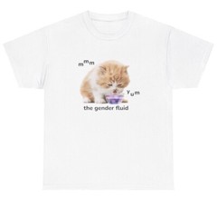Yum The Gender Fluid Cat T Shirt Funny Offensive LGBTQ Gen Z Weirdcore Humor Tee