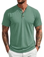 Men’s Henley Short Sleeve Shirt UPF 80+ Lightweight Moisture Wicking Summer Tops