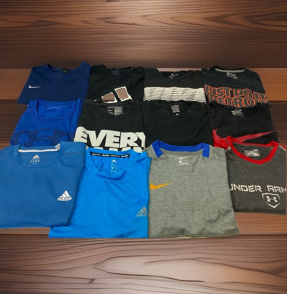 Lot Of 12 Nike Adidas Under Armour Men’s L Large Graphic Crew Neck T Shirts