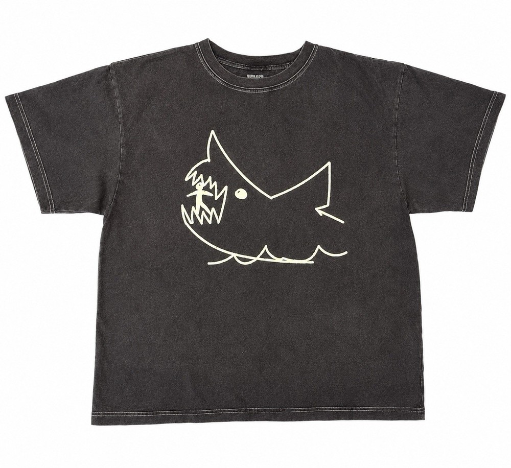 Retro JAWS Academy Museum Film SHARK MOVIE T-SHIRT Chalk-Graphic Gray Mens LARGE