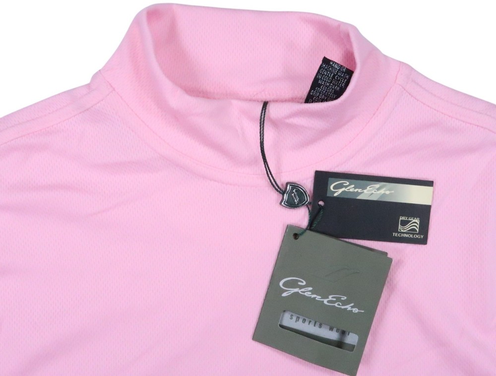 NWT GLEN ECHO vtg pullover t-SHIRT performance mock men small shirt wicking pink