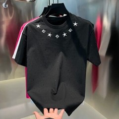 New Men Luxury Diamond Stars Rhinestones Fashion T-Shirt High Quality 3 Colors