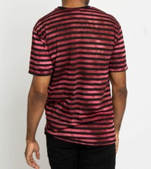 VICTORIOUS BRAND STRIPED T-SHIRT FEARLESS TIGER BURGUNDY/BLACK SIZES MED TO 2XL