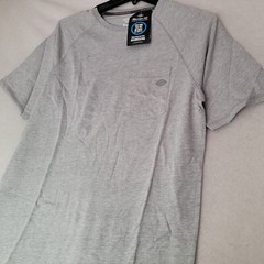 DICKIES FAST DRY Shirt MENS MEDIUM GRAY OUTDOOR WORK WEAR Cooling POCKET TEE NWT