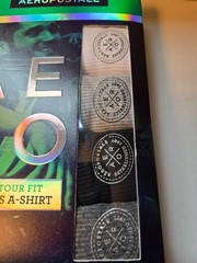 AEROPOSTALE 4Pack Men Med Logo Ribbed Tanks A Shirt Black Charcoal Gray White