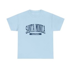 Santa Monica Beach California Souvenir Simple Vintage T-Shirt Light Blue