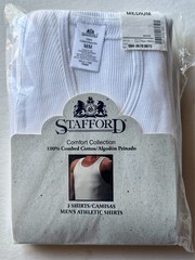 Mens Stafford 3 Pack Comfort Shirts 100% Combed Cotton Vtg Size Med Jc Penny