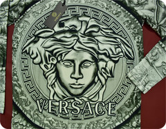Versace Men’s Medusa Warrior Baroque Long Sleeve T-Shirt Black Silver Size L