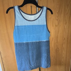 Arizona Jean Co. Men’s S Blue/White Cotton Crew Neck Sleeveless Striped T-Shirt