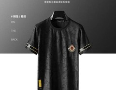 New Fashion Star Trend Embroidery Summer Short Sleeve Luxury Men Black T-Shirt