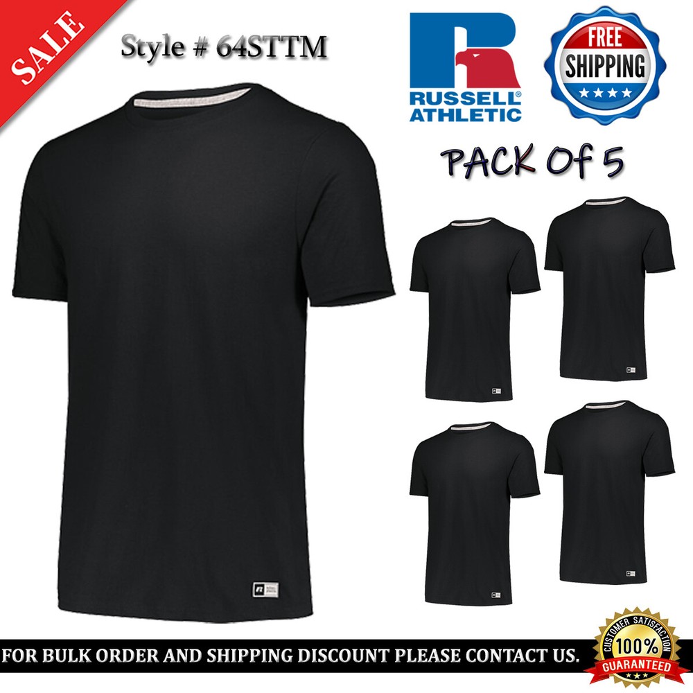 5 PACK OF RUSSELL Men’s T Shirt Dri-Power Essential Gym Sports T-Shirt – 64STTM