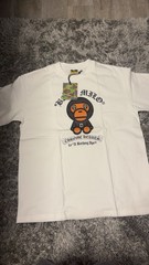 A Bathing Ape BAPE Men’s White Baby Milo Graphic Logo Crew Neck T-Shirt L