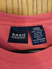 Vintage 90s Basic Editions Pocket T-Shirt | Faded Raspberry | Boxy Fit | Large