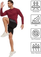 7 Pack Men Dry Fit Workout Long Sleeve Athletic Gym, UPF SPF UV Sun Protection