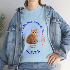 Customise Your Pet Photo Unisex T-shirt – This Human Belongs To