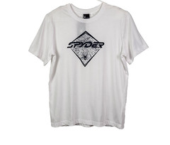 Spyder Graphic T-Shirt Men Short Sleeve Crew Neck Stretch White Large