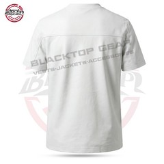 Men’s White Leather T-shirt Lambskin Summer Stylish Handmade Genuine Casual Fit