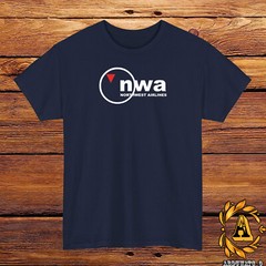 NWA Northwest Airlines LOGO T-Shirt Black/Grey/White/Navy /Red/Light Blue S-5XL