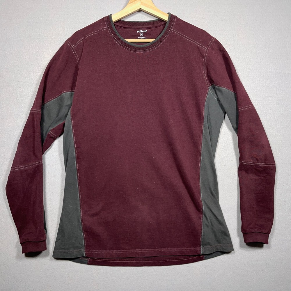 Kuhl Wildfibre Mens Medium Shirt Organic Cotton Burgundy Thermal Pullover Layer