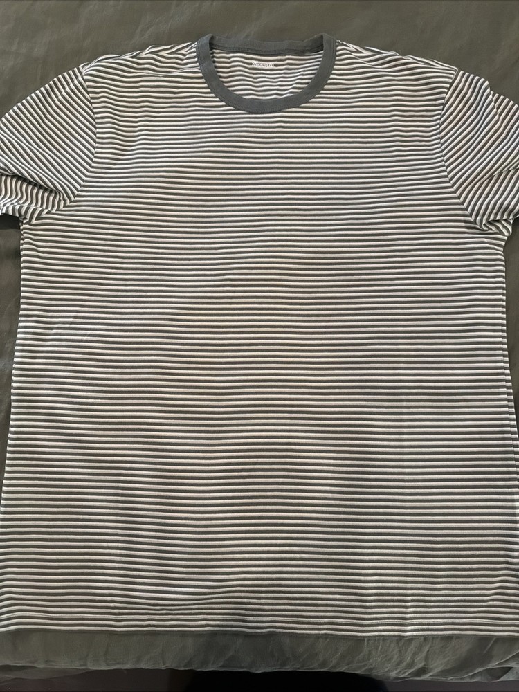 NWT Madewell Mens Garment Dyed Allday Crewneck Tee Green Stripe Size Large NM162
