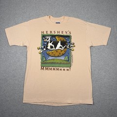Vintage Hershey’s Milk Chocolate Cow Promo T-Shirt Hanes Size Large 1989 Farm