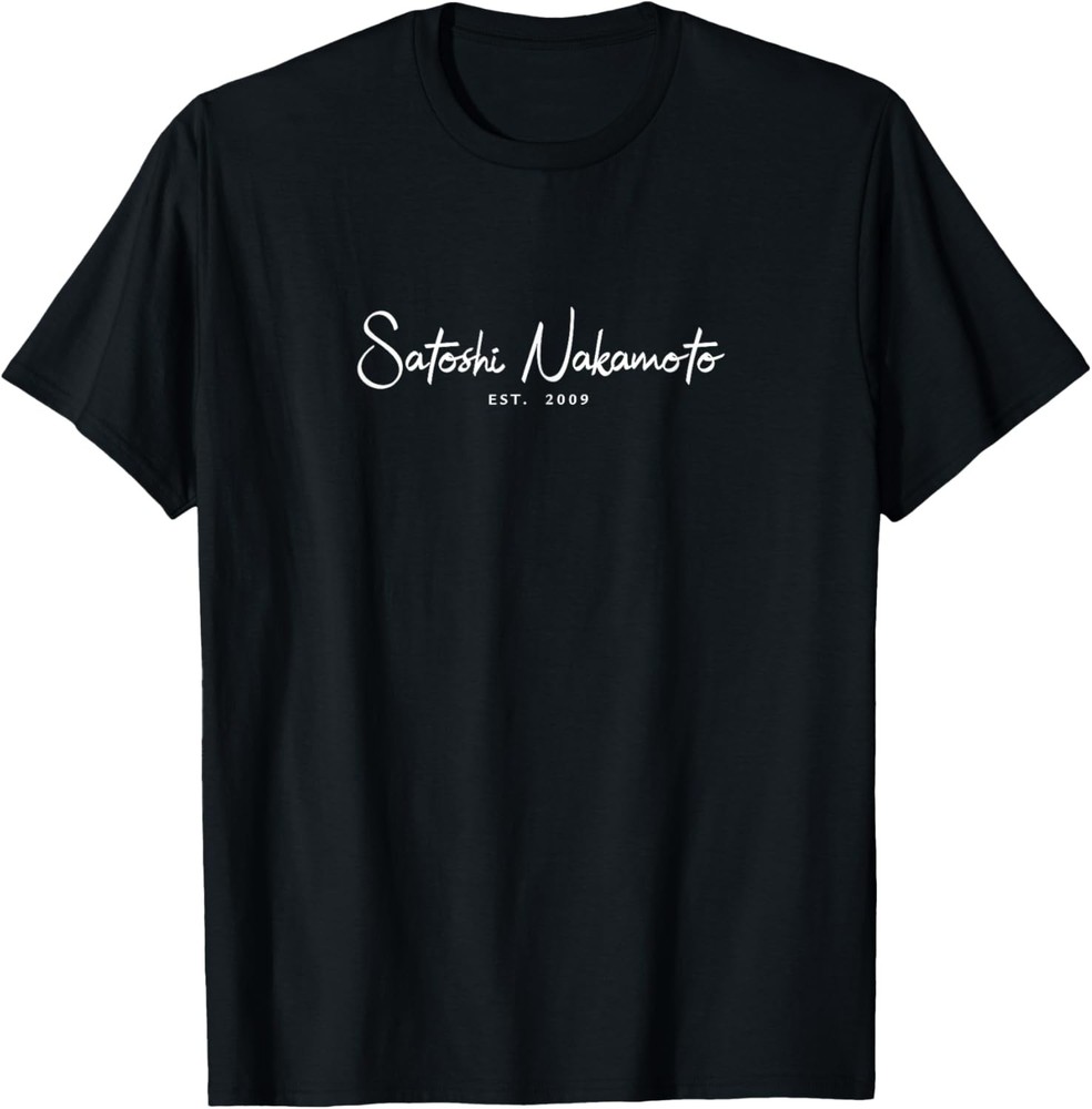 Satoshi Nakamoto Designer T-Shirt Bitcoin Est2009 Blockchain