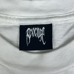 Revenge Shirt Mens Small White Blue Flame Logo Graphic Tee Rap Streetwear
