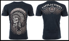 $58 AFFLICTION Black THUNDERFOOT Short Sleeve Slim Fit Y2K T-shirt MMA Elite NWT