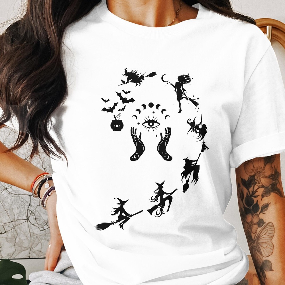 Witch Silhouette T-Shirt, Halloween T-Shirt, Witchcraft Shirt, Bella Canvas 3001