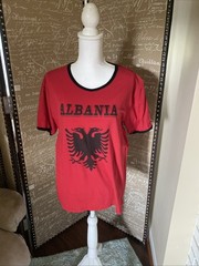 Albania Red Black Short Sleeve Crewneck T-Shirt Size L
