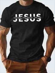 Men’s Christian Faith T-Shirt – Navy Blue Jesus “The Way The Truth The Life”