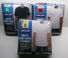 Kirkland Signature Men’s Crew Neck Tee Shirts HEAVYWEIGHT Cotton White Black