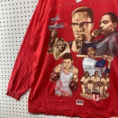 Vintage Black Heritage Legendary Hero’s Shirt Mens 3XL Red Ali Malcom X King