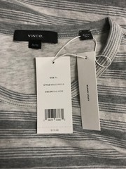 $115 Vince Men’s Gray Feeder Stripe Cotton Short Sleeve Crewneck T-Shirt Size XL