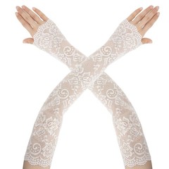 AEYURUID White Long Fingerless Lace Gloves,Lace Gloves Women Tea Party, Brida…
