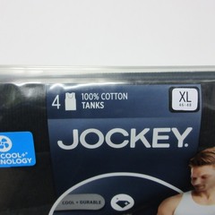 New Jockey 4 Pack Mens Stay Cool Cotton Tanks Size Extra Large XL Black Durable