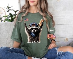 Comfort Colors® Feral & Free Racoon Shirt, 4th of July Shirt, USA Independence