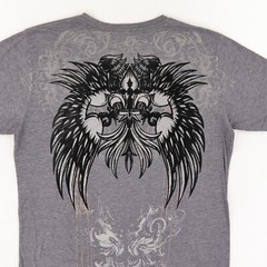 The Raw Uncut Shirt Grunge AOP Skater Wings Loyal Graphic Gray Vintage Y2K