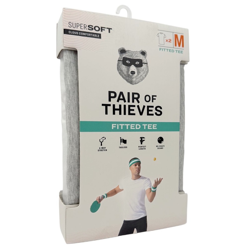 Pair Of Thieves Super Soft Cloud Comfortable Fitted 2pk Shirts Medium White Grey