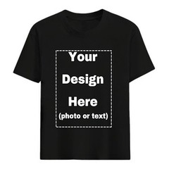 Print Your Photo Text Logo Custom DIY Cotton Tee Personalized Unisex Shirt
