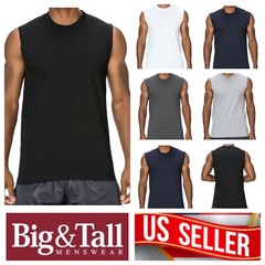 Men T-Shirt S-5XL HEAVY WEIGHT Crew Neck Muscle Plain Tank Top Sleeveless GYM