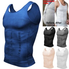 Mens Slimming Body Shaper Vest Gynecomastia Compression Shirts Tummy Control Top