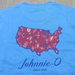 JOHNNIE O Mens S SMALL T SHIRT BREWS N VIEWS MALIBLU BLUE RED DALE 2.0 GOLF USA