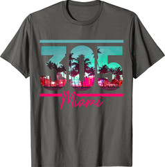 Miami 305 Area Code Florida Vintage Palm Trees Pride Retro Small T-Shirt