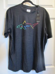 GREG NORMAN BIG SHARK LOGO BLUE HEATHER T-SHIRT SIZE MEDIUM