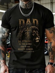 Fathers Day Gifts Lion Cross Be Strong In The Lord Christian Dad Tee