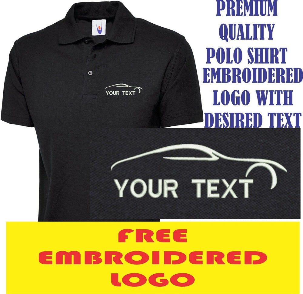 Personalised Embroidered Car Company Custom Name Text Shirt Uneek The UX1 Polo